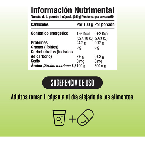 Kit 1 Árnica 60 Cápsulas Com 1 Extracto Ánica 60 Ml Sin sabor 100% Natural Contribuye a el Alivio Muscular y Cuidado de la piel Kukamonga