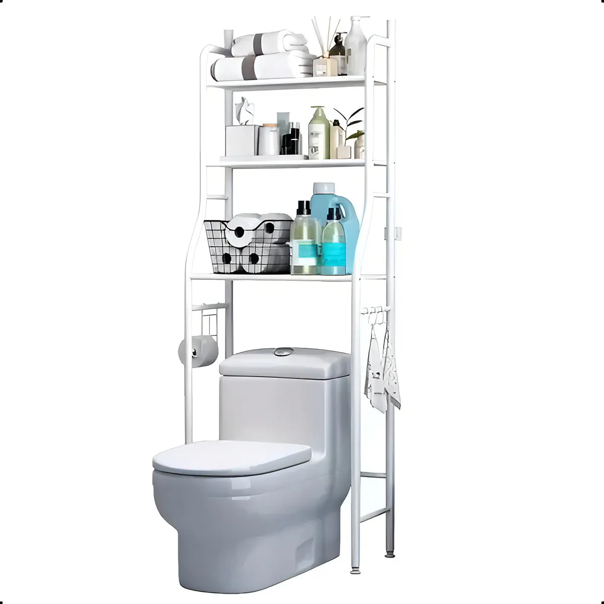 Imagen 1 de 4 de Estante Organizador Baño Toilet Rack 3 Niveles Metal Blanco