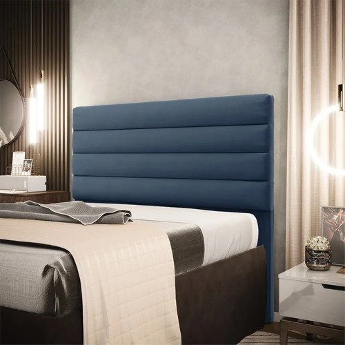 Cabeceira California Para Cama Box King 190 Cm Suede Azul