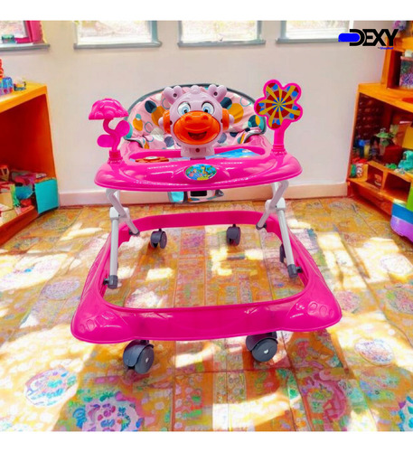 Andadera Para Bebé Con Tablero Musical Plegable Con Ruedas Rosa