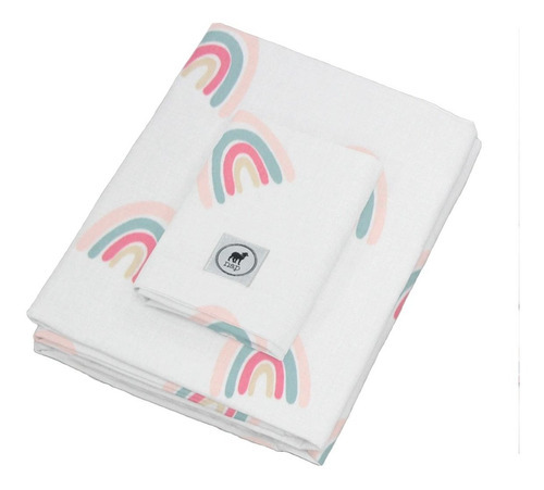 Nap Juego De Sábanas Para Cama Cuna Arcoiris Color Rosa Diseño De La Tela Arcoíris