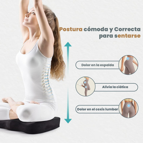 Cojín Asiento Memory Foam Y Gel Ortopédico Coxis Ergonomico