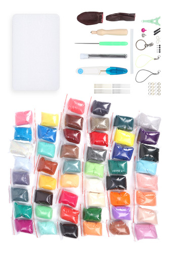 Kit De Fieltro De Lana Con Aguja, 50 Colores, Suministros De