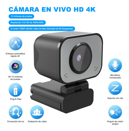 X Cámara Web Uhd 4k 60fps Usb Webcam Con
