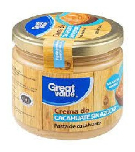 Crema De Cacahuate Sin Azúcar Añadida 320 Gr Great Value