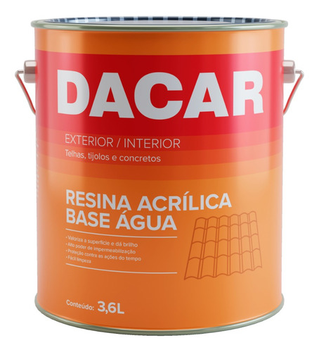 Resina Acrílica Incolora Dacar Agua 3,6l Impermeabilizante