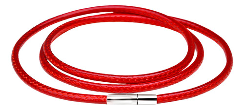Collar Cordón Trenzado Encerado Rojo 45cmx3mm - Seguro Acero