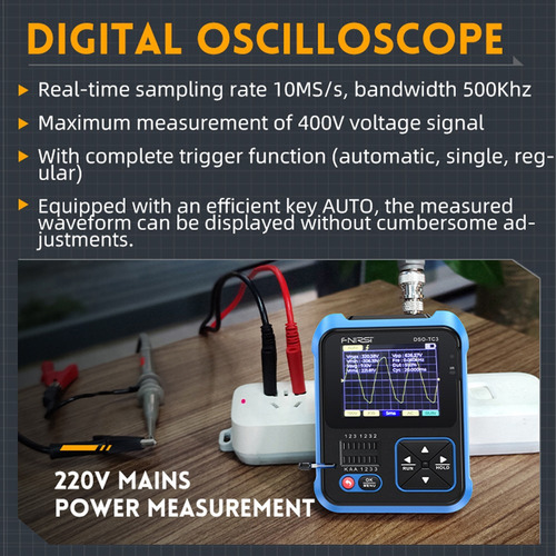 Osciloscopio Con Pantalla 3 En 1, Medidor De 10 Ms/s, 500 Kh