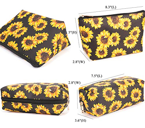 Fitini 3 Piezas Bolsas De Maquillaje De Girasol Doble Capa D