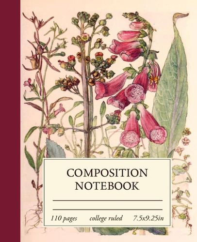 Libro: Composition Notebook College Ruled: Cute Red Pink Flo