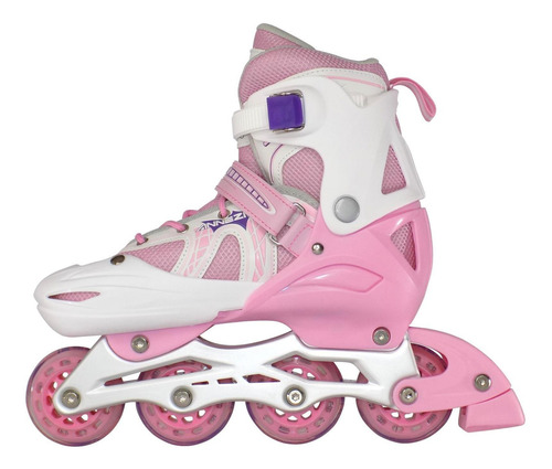 Imagen 2 de 10 de Rollers In Line Annezi Jm-1 Abec 9 Extensibles Rosa Annezi