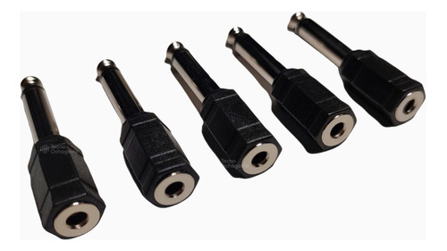 Pack De 5 Adaptadores De Audio Plug Jack 3.5 / Mono 6.3 