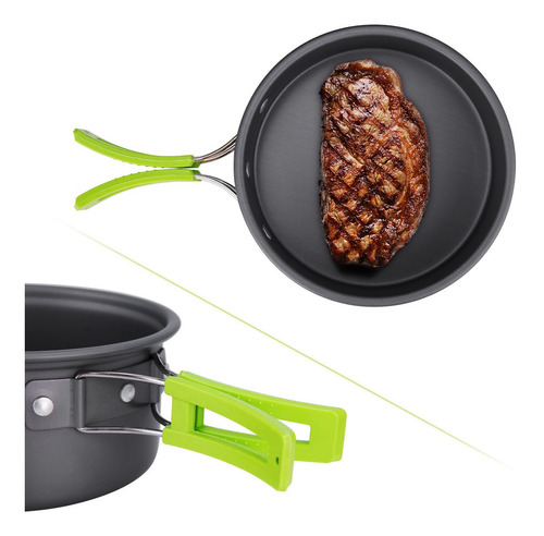 Imagem 3 de 8 de Kit De Cozinha Para Camping Com Panelas E Estojo 15 Pcs