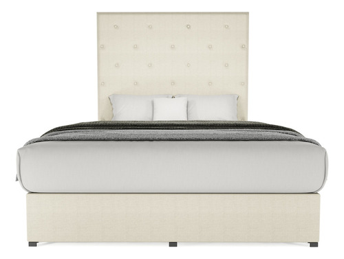 Recamara Cama Cabecera Quintana King Size Madera Tapiz Beige