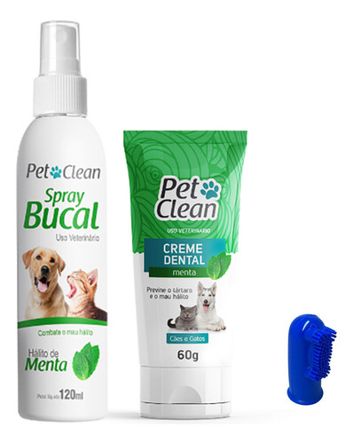 Kit Vet Higiene Saúde Bucal Pet Clean Kit Cachorro Gato