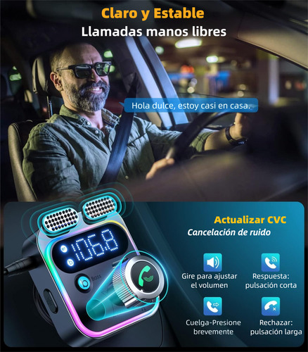 Transmisor Fm Bluetooth 5.3 Auto Cargador 48w Pd/qc3.0, Hifi