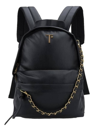 Backpack/mochila Thalia Sodi C/cadena Color Negro