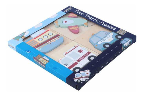 Set 4 Puzzles De Madera Encastre Transporte Cadaques Kids