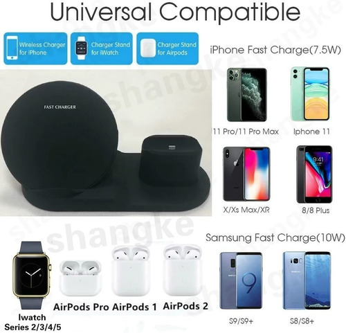 Cargador Rápido Inalámbrico 3 En 1 Apple 2020 + Cargador 3.0