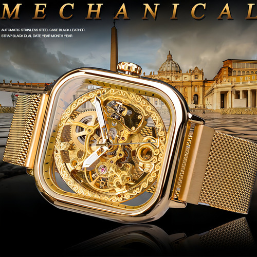 Reloj Mecánico Para Hombre Forsining Luminous Business Color De La Correa Azul