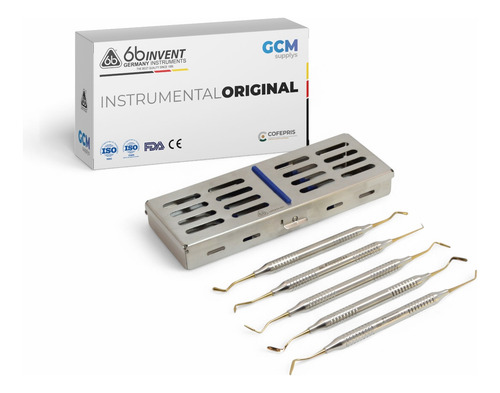 Espatula Resina Dental Titanio Set 5 Casete 6b Linea Premium Dorado