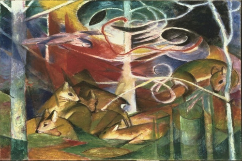 Franz Marc - Ciervos En El Bosque - Lámina 45x30 Cm.