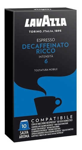 Cafe Capsulas Lavazza Decaffeinato Compatible Nespresso X10