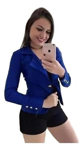 Blazer Casaco Casaquinho Com Renda Guipir E Botões Feminino