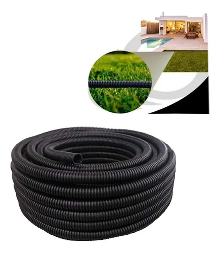 100m Poliflex Poliducto Flexible Negro 1/2 Exteriores Jardin