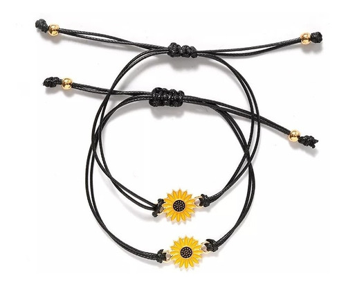 Set X 2 Pulseras Girasoles Para Mejores Amigas Bff