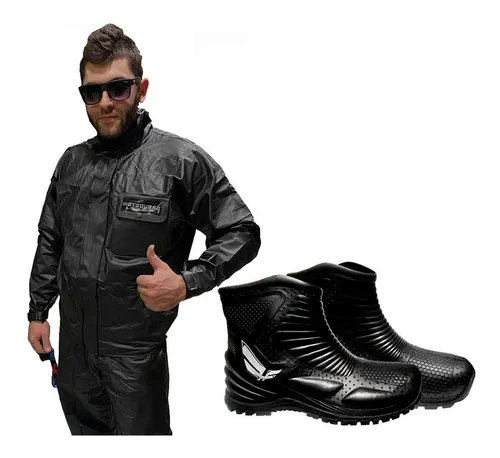 Kit Traje Conjunto Lluvia Motoquero Botas Hifly Fas Motos