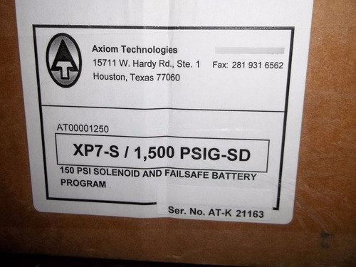 Axiom Technologies Xp7-s 1,500 Psig-sd High & Low Pressu Ddc
