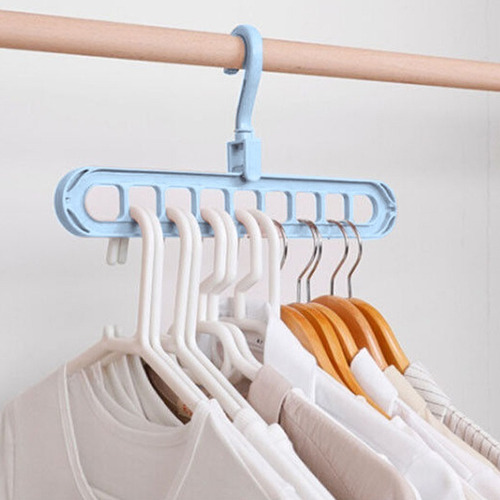 2 Ganchos Multiple Organizador Ahorrador Espacio Para Ropa Color Celeste