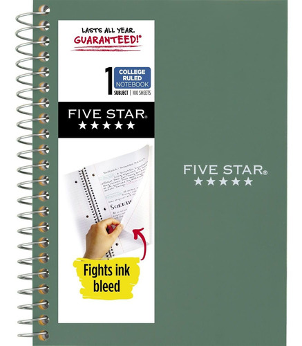 Five Star Cuaderno Personal En Espiral, 1 Asignatura, Papel