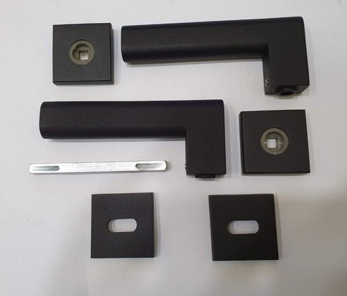 Imagen 4 de 7 de Picaporte Manija Doble Bal. Terra Ada Aluminio Ref. Negro