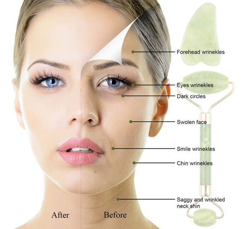 Imagen 5 de 8 de Masajeador Jade Crioterapia Facial Rodillo Tonificacion