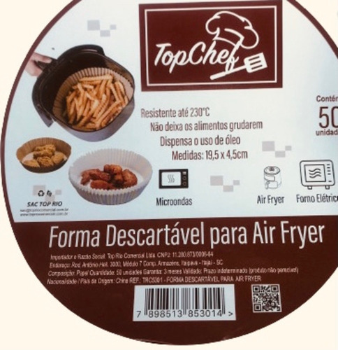 Forma Descartavel Para Air Fryer 100 Un Forro Antiaderente