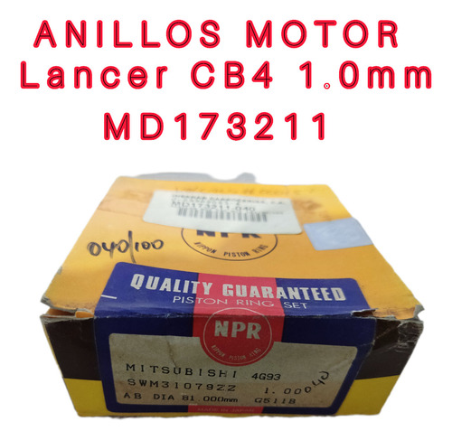 Anillos Motor 1.0mm Mitsubishi Lancer Cb4 4g93/94
