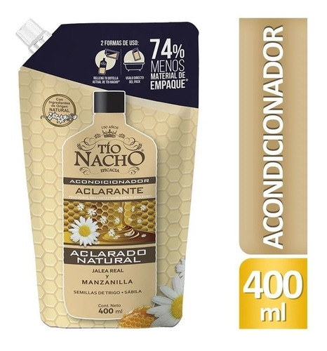 Sachet Repuesto Acondicionador Tío Nacho Aclarante X400 Ml