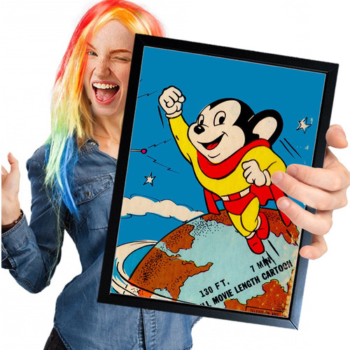 Poster Quadro Com Moldura Super Mouse 01 A4 30x21cm