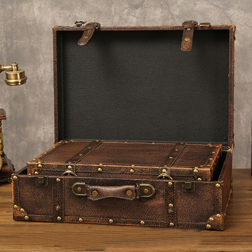 Baúl De Madera Estilo Vintage, Adorno De Viaje Clásico, L