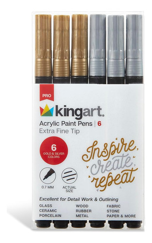 Kingart 453-6b Pro Rotuladores Pintura Extra Finos Dorados Y