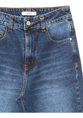 Jean Mom Mujer Azul Localizado Rigido Tiro Alto Infoestilos