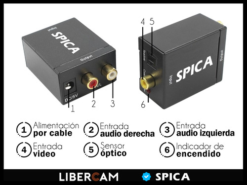 Convertidor De Audio Digital A Analogo Spica Crv-54 Tv Rca Negro