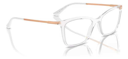 Armaçao Para Grau Vogue Feminina Vo5563 Retangular - Orig Cor Transparente/rose/branco Brilho