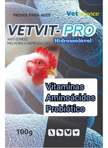 Vetvit Pro Anti-stress Aves Corte E Postura 100g Kit 60 Un