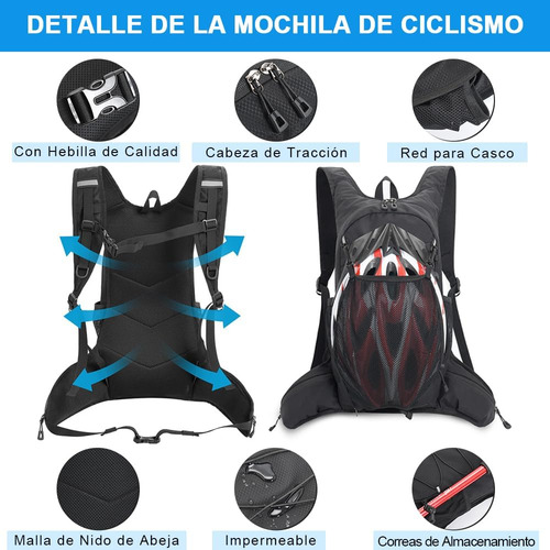 Mochila Hidratación Deportiva Con Bolsa De Agua 2l Mochila