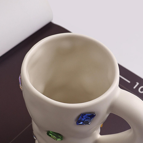 Tazas De, Taza De Cerámica De Piedras Preciosas Con Asa,