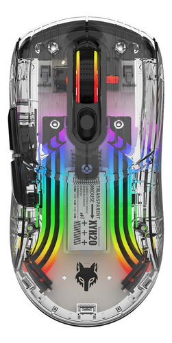 Ratón Inalámbrico Rgb Transparente De 3 Modos Bt5.0 Para Jue