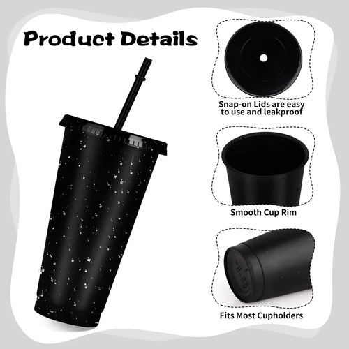 Vaso De Pajita De Plástico De Gran Capacidad De 24 Oz, 5/15